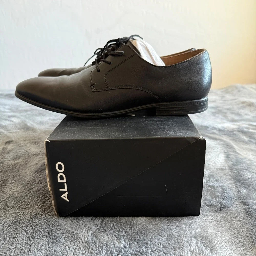 Aldo Black Leather Dress Shoes Men's US 9 Oxford Lace Up Formal Business